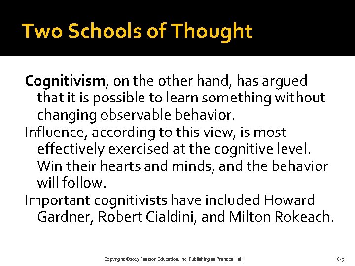 Two Schools of Thought Cognitivism, on the other hand, has argued that it is