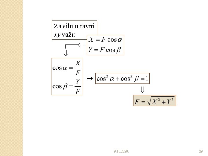 Za silu u ravni xy važi: 9. 11. 2020. 29 