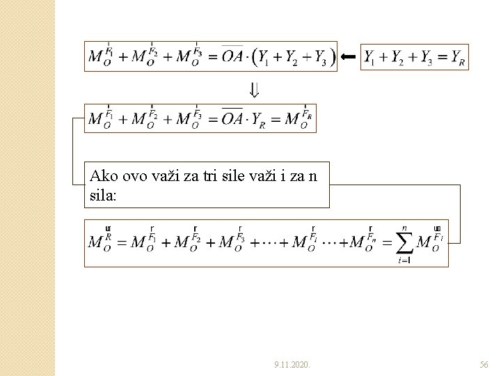 Ako ovo važi za tri sile važi i za n sila: 9. 11. 2020.