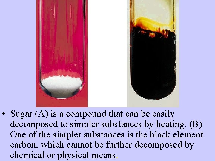  • Sugar (A) is a compound that can be easily decomposed to simpler