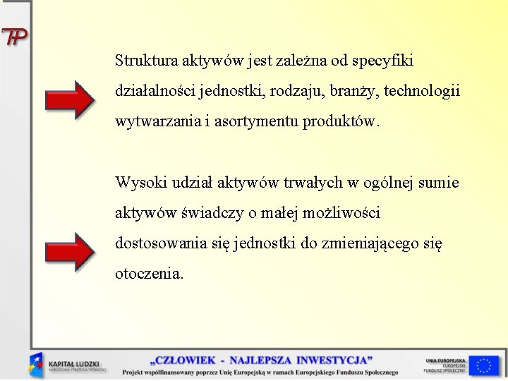 Struktura aktywów jest zależna od specyfiki działalności jednostki, rodzaju, branży, technologii wytwarzania i asortymentu