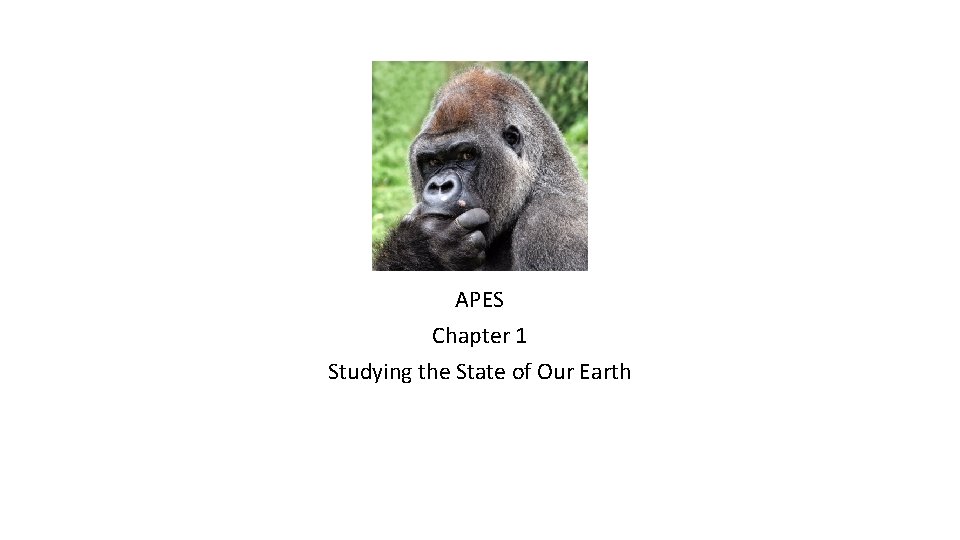 APES Chapter 1 Studying the State of Our Earth 