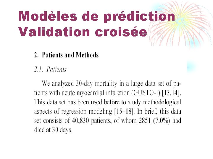 Modèles de prédiction Validation croisée 