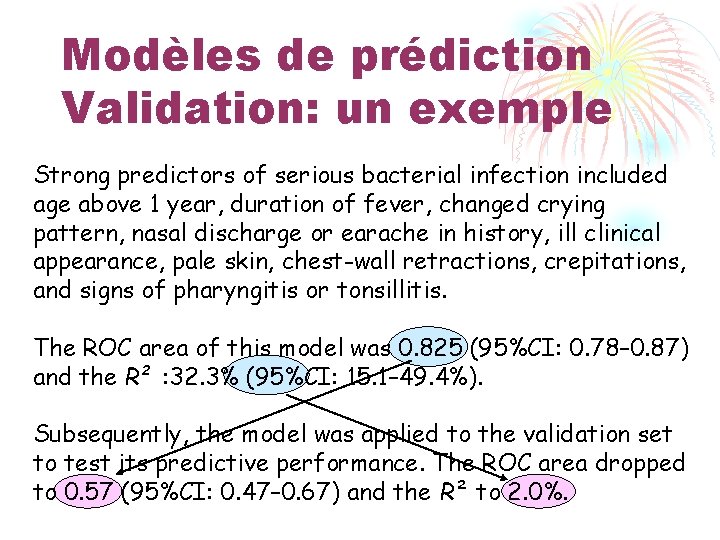 Modèles de prédiction Validation: un exemple Strong predictors of serious bacterial infection included age