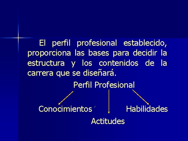 El perfil profesional establecido, proporciona las bases para decidir la estructura y los contenidos