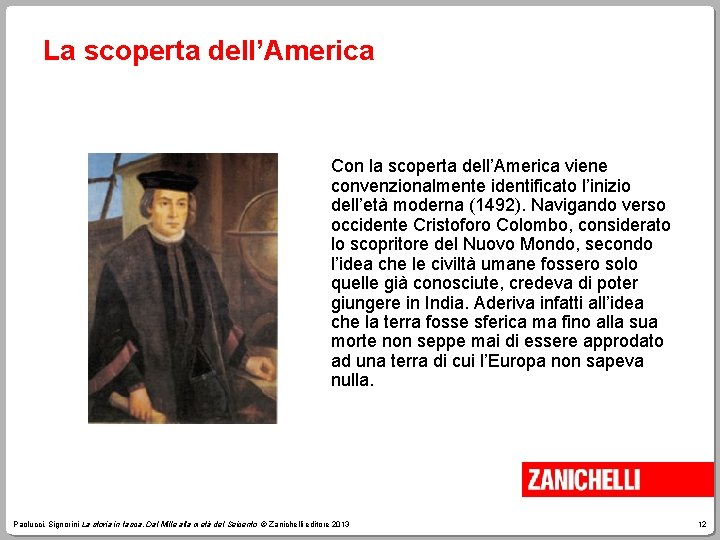 La scoperta dell’America Con la scoperta dell’America viene convenzionalmente identificato l’inizio dell’età moderna (1492).