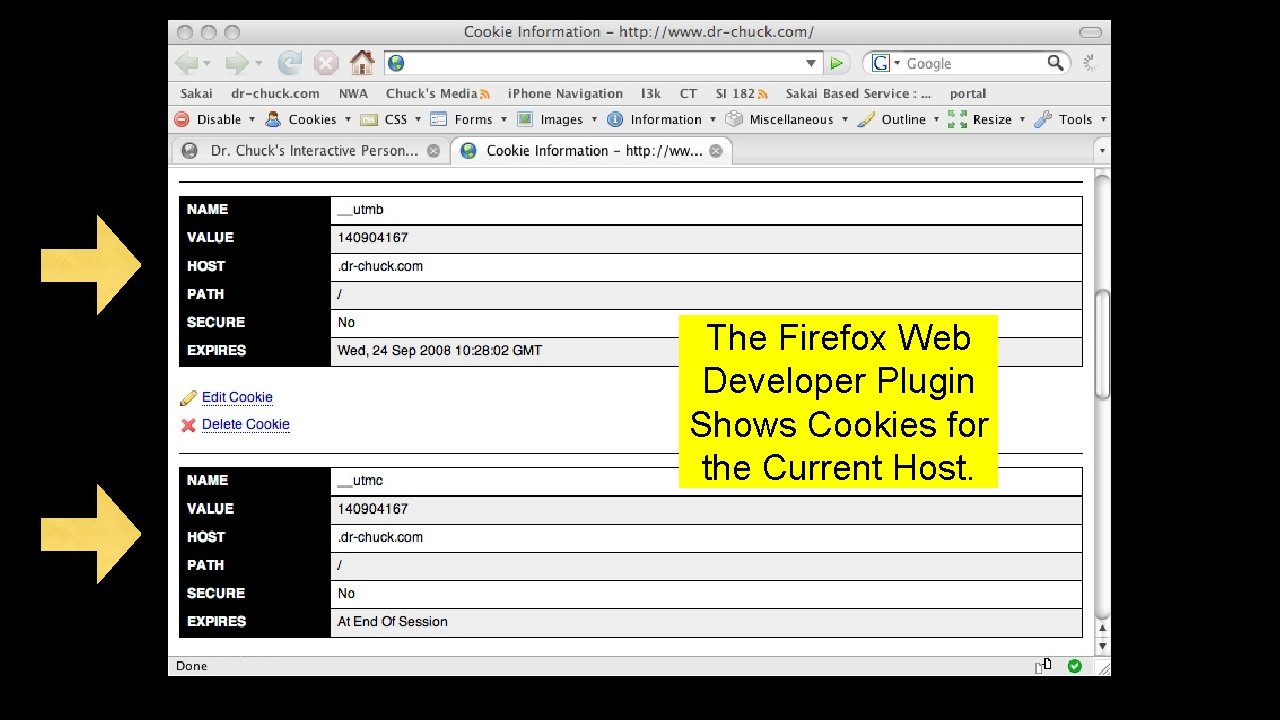 The Firefox Web Developer Plugin Shows Cookies for the Current Host. 