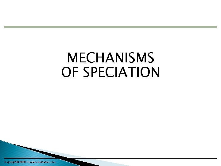 MECHANISMS OF SPECIATION Copyright © 2009 Pearson Education, Inc. 