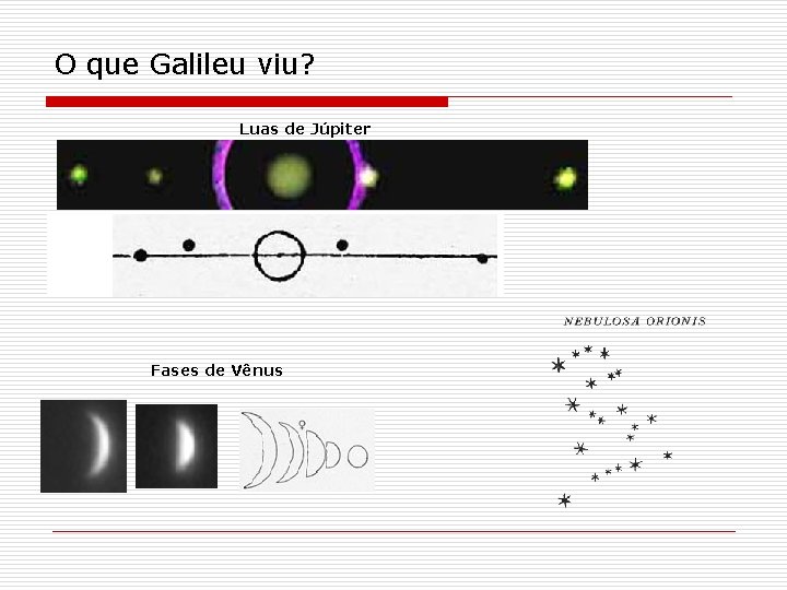 O que Galileu viu? Luas de Júpiter Fases de Vênus 