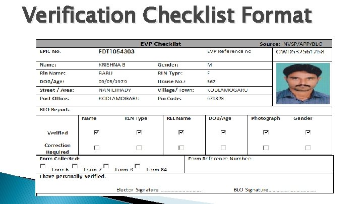 Verification Checklist Format 