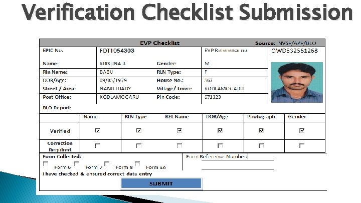 Verification Checklist Submission 