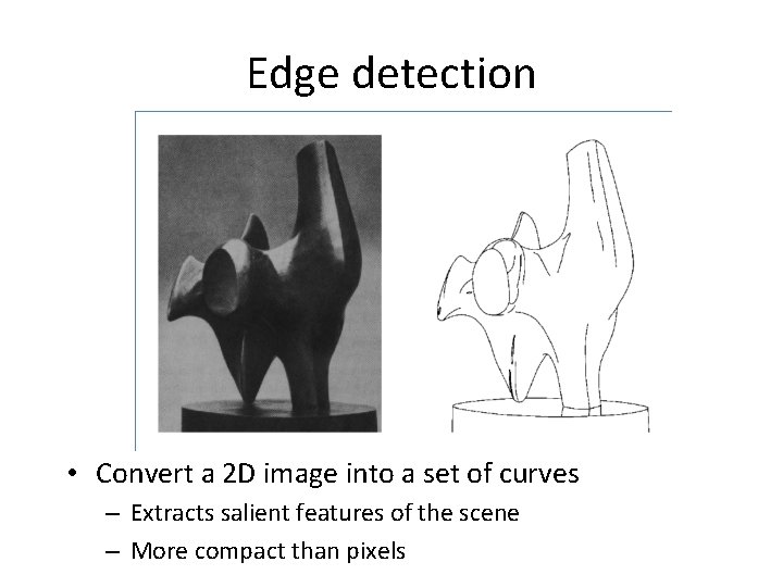 Edge detection • Convert a 2 D image into a set of curves –