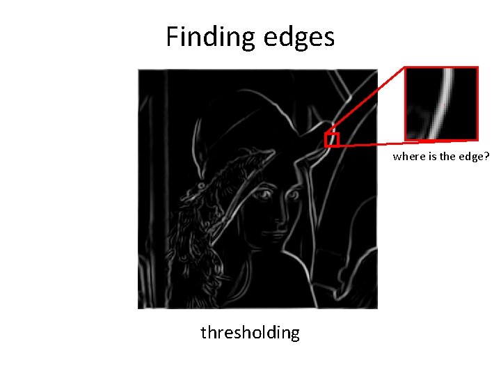 Finding edges where is the edge? thresholding 