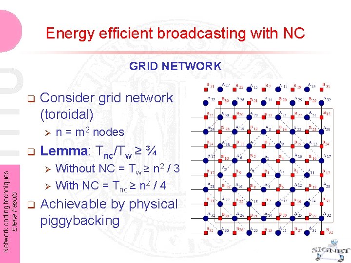 Energy efficient broadcasting with NC GRID NETWORK q Consider grid network (toroidal) Ø Network Energy efficient broadcasting with NC GRID NETWORK q Consider grid network (toroidal) Ø Network