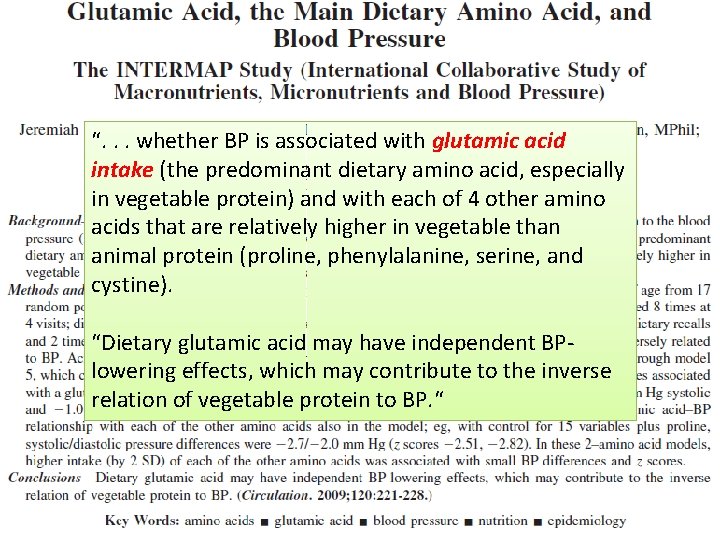 “. . . whether BP is associated with glutamic acid intake (the predominant dietary