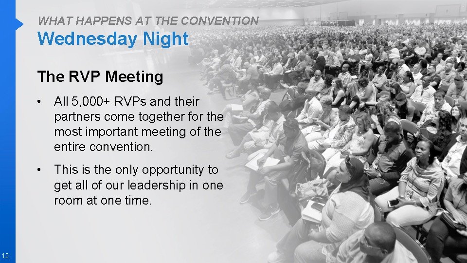 WHAT HAPPENS AT THE CONVENTION Wednesday Night The RVP Meeting 12 • All 5,