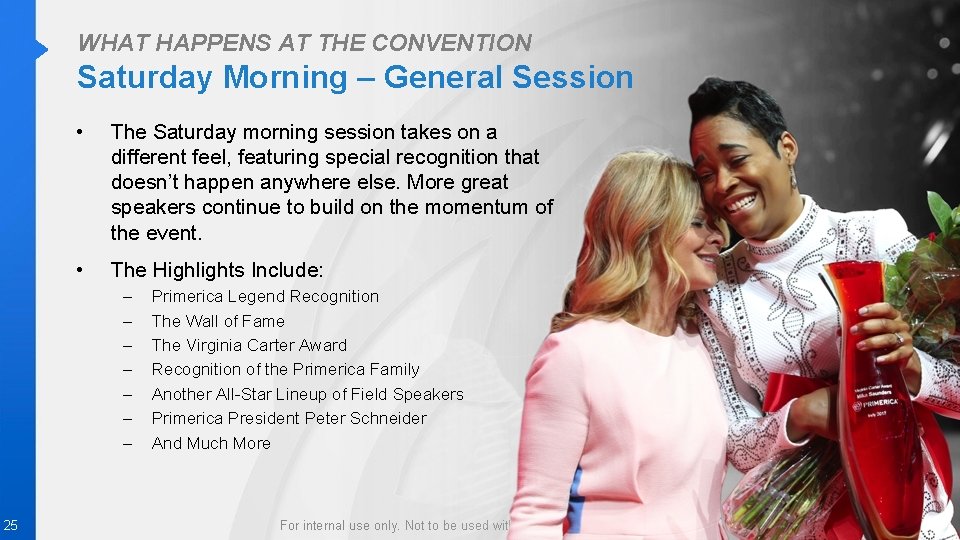 WHAT HAPPENS AT THE CONVENTION Saturday Morning – General Session • The Saturday morning