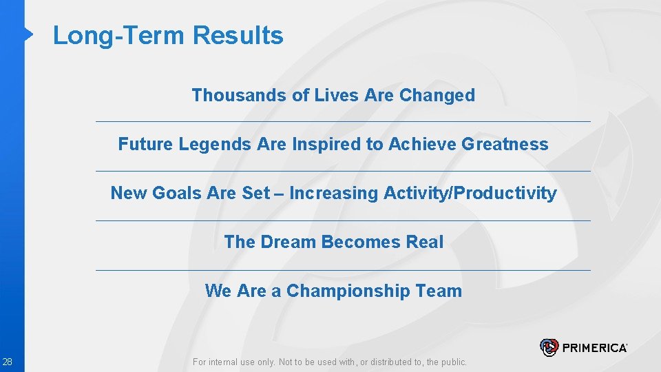 Long-Term Results Thousands of Lives Are Changed Future Legends Are Inspired to Achieve Greatness