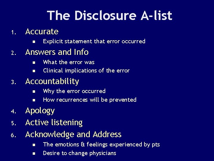 The Disclosure A-list 1. Accurate n 2. Answers and Info n n 3. n