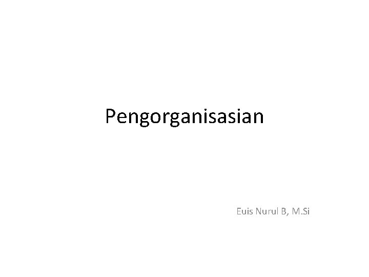 Pengorganisasian Euis Nurul B, M. Si 