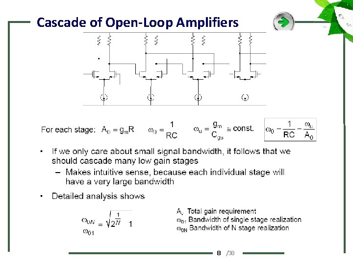 Cascade of Open-Loop Amplifiers 8 /30 