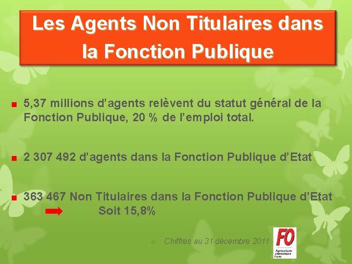 Les Agents Non Titulaires dans la Fonction Publique 5, 37 millions d’agents relèvent du