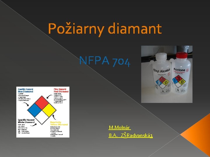  Požiarny diamant NFPA 704 M. Molnár 8. A. ZšRadvanská 1 