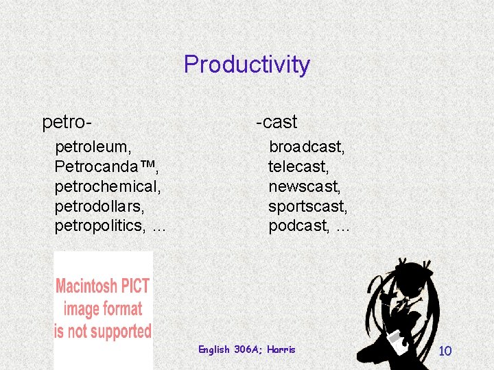 Productivity petroleum, Petrocanda™, petrochemical, petrodollars, petropolitics, … -cast broadcast, telecast, newscast, sportscast, podcast, …