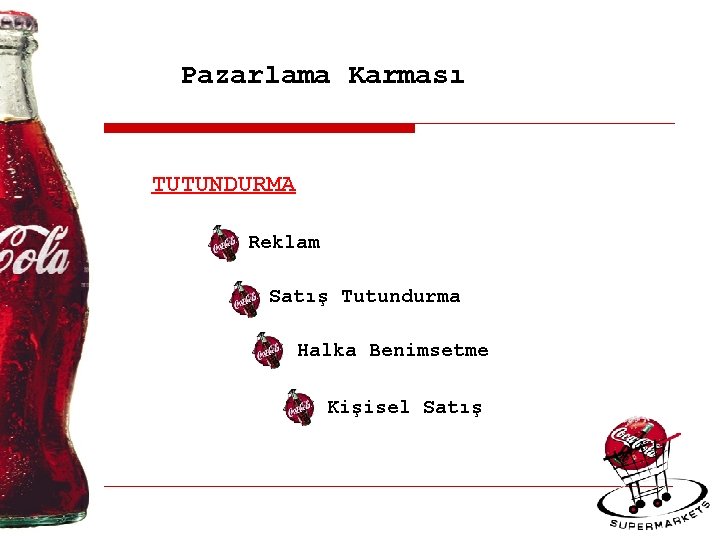 Pazarlama Karması TUTUNDURMA Reklam Satış Tutundurma Halka Benimsetme Kişisel Satış 