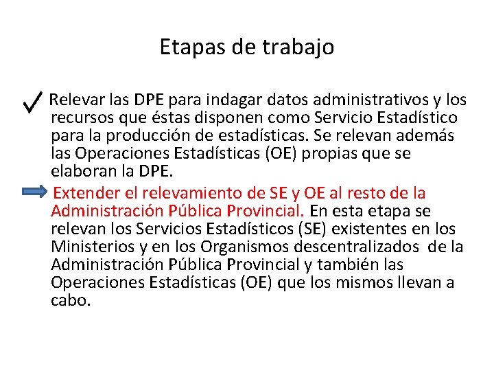 Etapas de trabajo Relevar las DPE para indagar datos administrativos y los recursos que