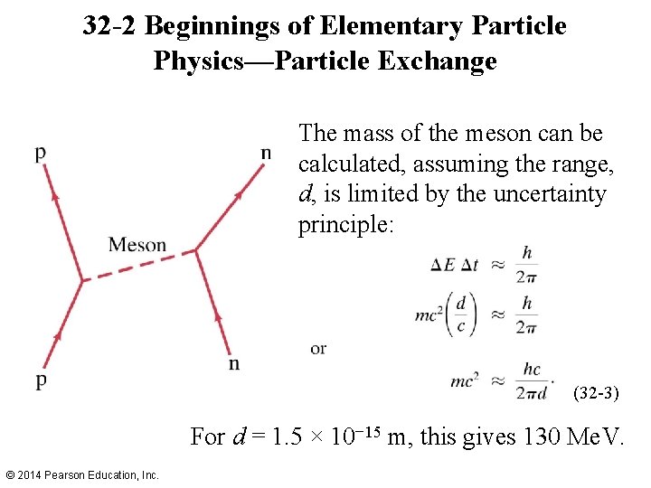 32 -2 Beginnings of Elementary Particle Physics—Particle Exchange The mass of the meson can