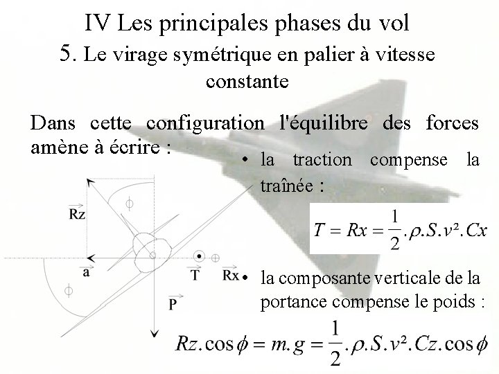 IV Les principales phases du vol 5. Le virage symétrique en palier à vitesse