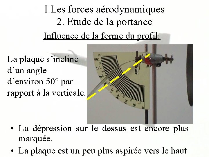 I Les forces aérodynamiques 2. Etude de la portance Influence de la forme du