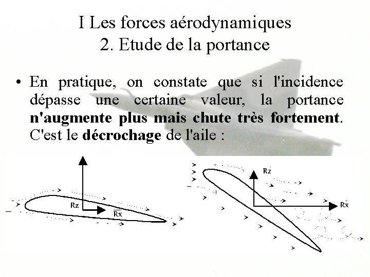 I Les forces aérodynamiques 2. Etude de la portance • En pratique, on constate