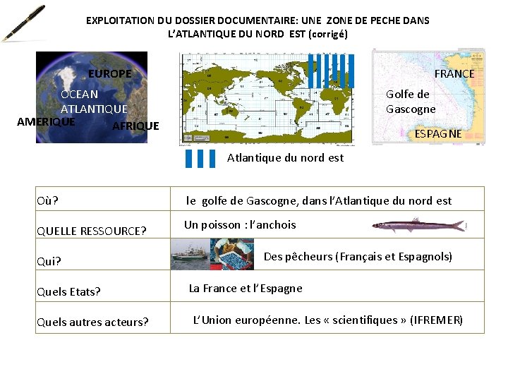 EXPLOITATION DU DOSSIER DOCUMENTAIRE: UNE ZONE DE PECHE DANS L’ATLANTIQUE DU NORD EST (corrigé)