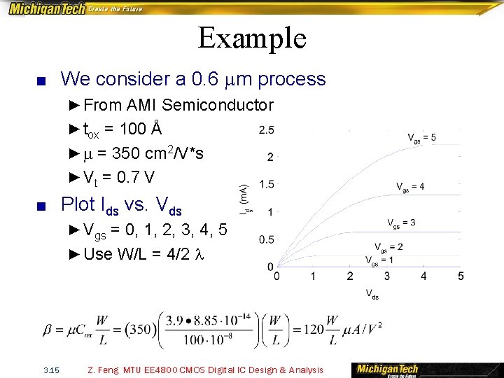 Example ■ We consider a 0. 6 mm process ► From AMI Semiconductor ►