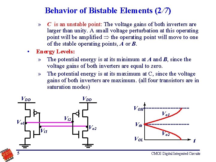 Behavior of Bistable Elements (2/7) • » C is an unstable point: The voltage