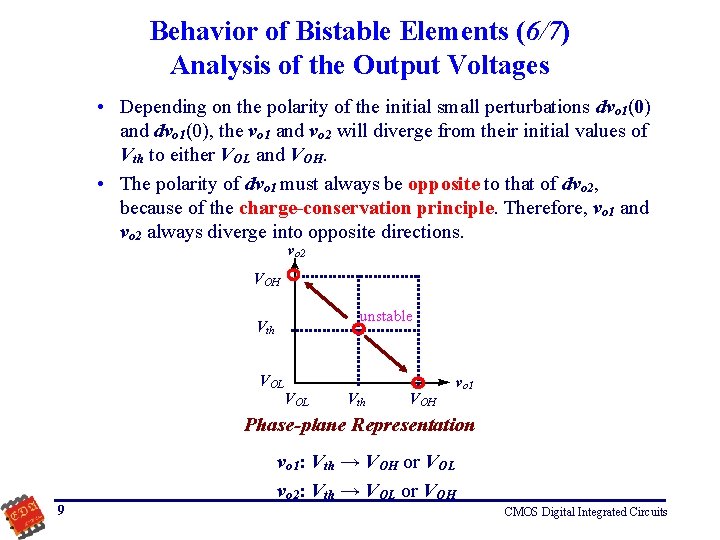 Behavior of Bistable Elements (6/7) Analysis of the Output Voltages • Depending on the