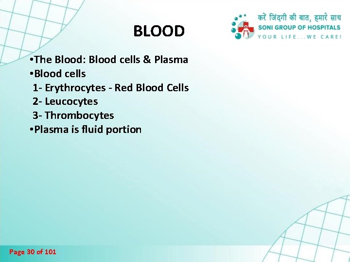 BLOOD • The Blood: Blood cells & Plasma • Blood cells 1 - Erythrocytes