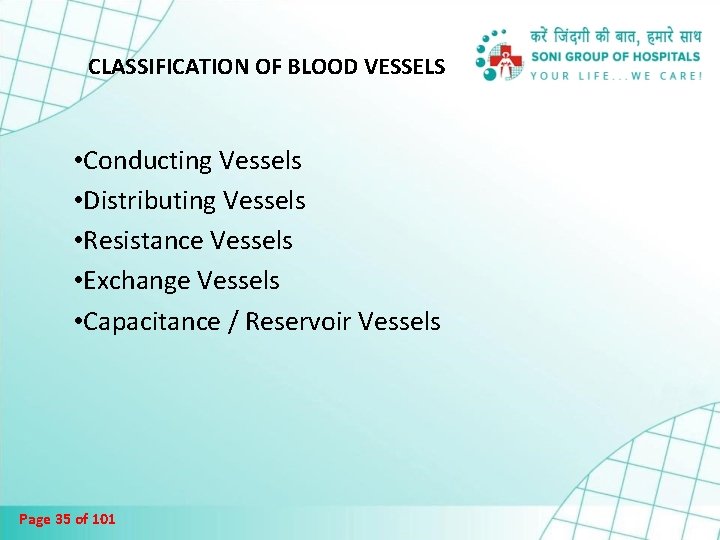 CLASSIFICATION OF BLOOD VESSELS • Conducting Vessels • Distributing Vessels • Resistance Vessels •