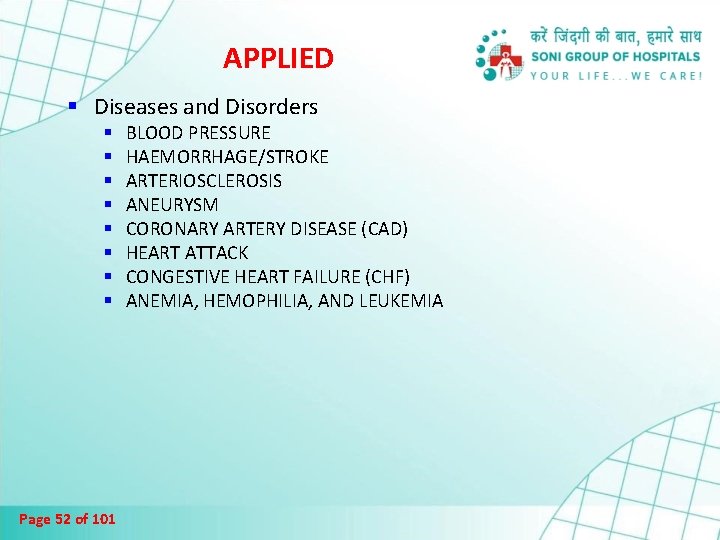 APPLIED § Diseases and Disorders § § § § Page 52 of 101 BLOOD
