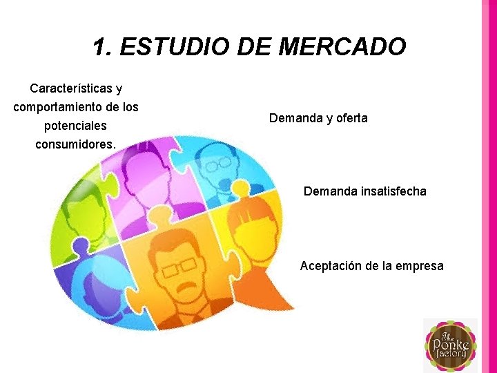 1. ESTUDIO DE MERCADO Características y comportamiento de los potenciales Demanda y oferta consumidores.