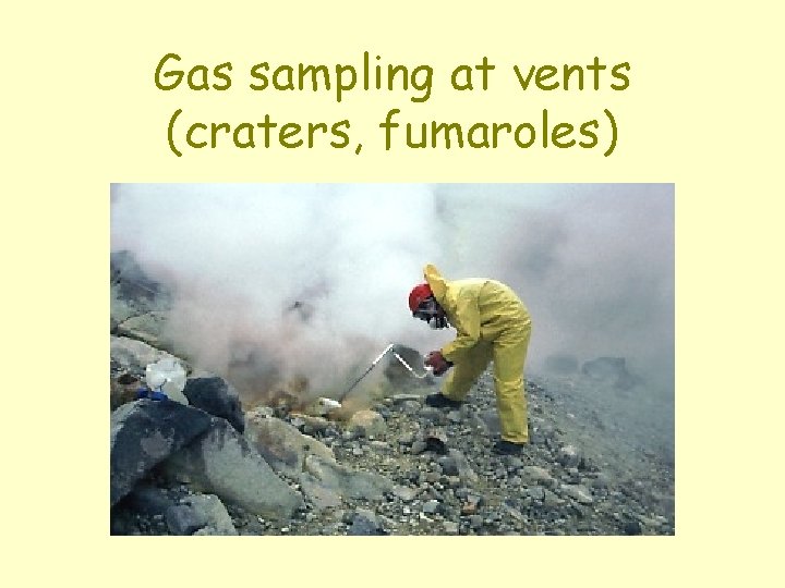 Gas sampling at vents (craters, fumaroles) 