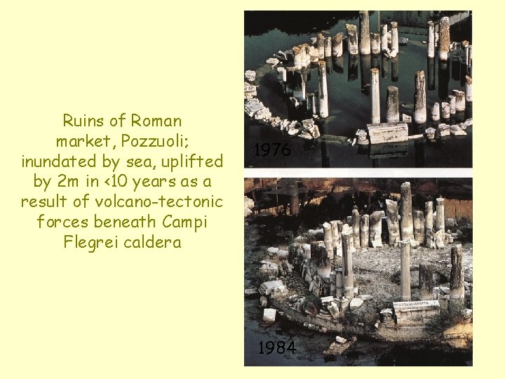 Ruins of Roman market, Pozzuoli; inundated by sea, uplifted by 2 m in <10
