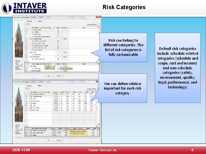 Risk Categories Risk can belong to different categories. The list of risk categories is