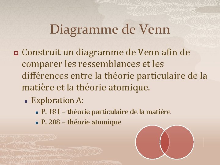 Diagramme de Venn p Construit un diagramme de Venn afin de comparer les ressemblances