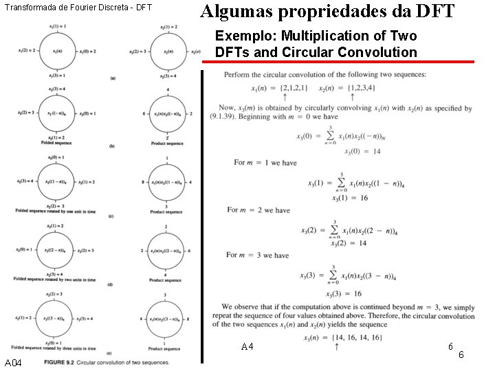 Transformada de Fourier Discreta - DFT Algumas propriedades da DFT Exemplo: Multiplication of Two