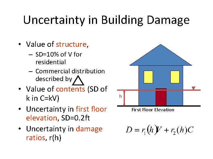 Uncertainty in Building Damage • Value of structure, – SD=10% of V for residential