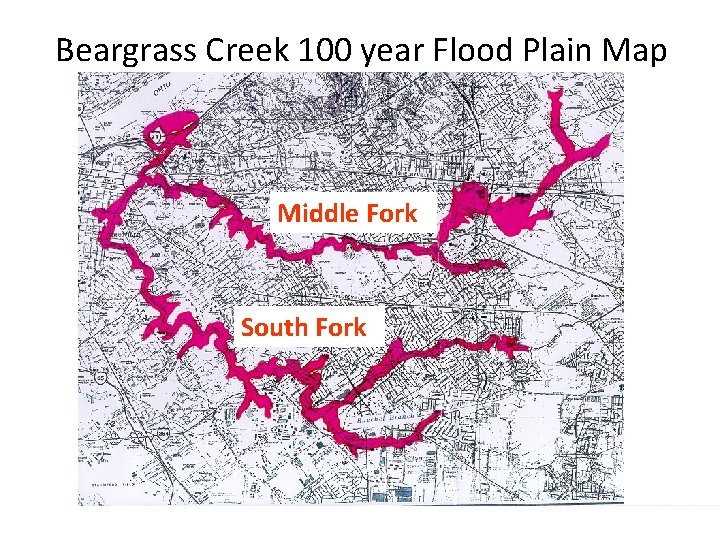 Beargrass Creek 100 year Flood Plain Map Middle Fork South Fork 