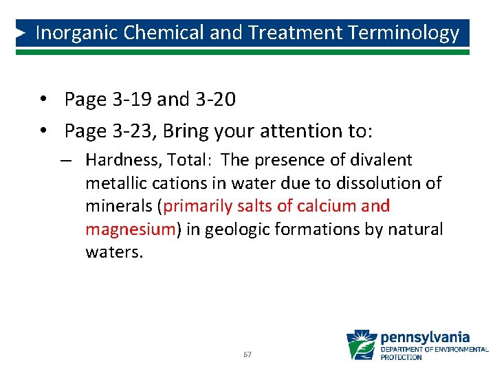 Inorganic Chemical and Treatment Terminology • Page 3 -19 and 3 -20 • Page